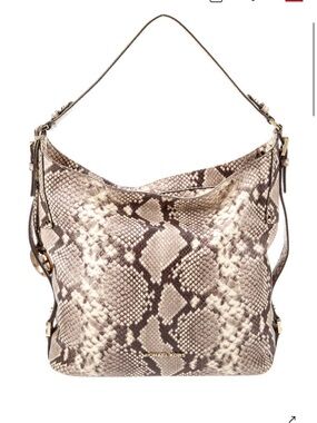 Michael Kors Snake-Print Leather Hobo Tote - Neutral Taupe & Cream